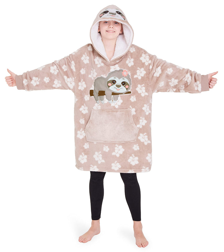 CityComfort Decke Hoodie Kinder Fleece Übergrösse Kapuzenpullover Mädchen Einheitsgrösse Beige Fault
