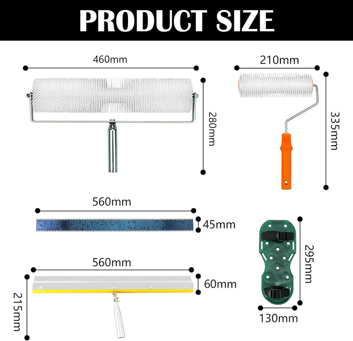 7tlg Bodenbeschichtungs Set, Entlüftungsroller Set mit 2 Entlüftungswalze 23CM+48CM Stehrakel Grossf