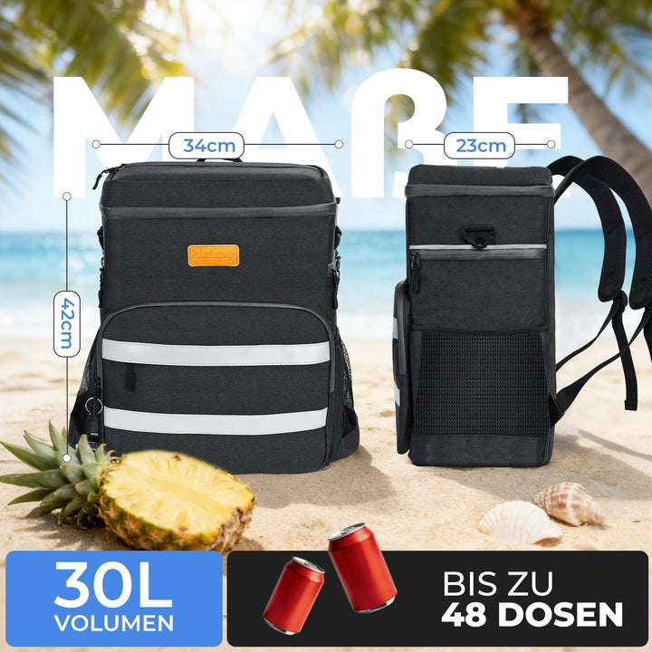 30L Kühltasche Gross Faltbar Kühlbox, Kühltasche für Essen & Getränke, Kühltasche Picknicktasche, Is