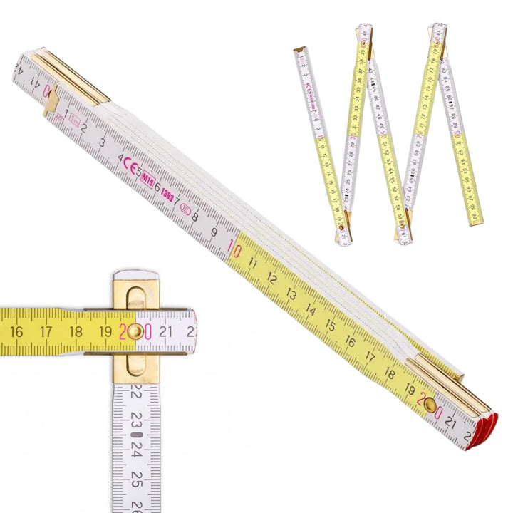 Metrie™ PERFEKT 5 Zollstock/Zollstöcke - Gliedermassstab | Massstab - Länge 1M - Weiss/Gelb - Duplex