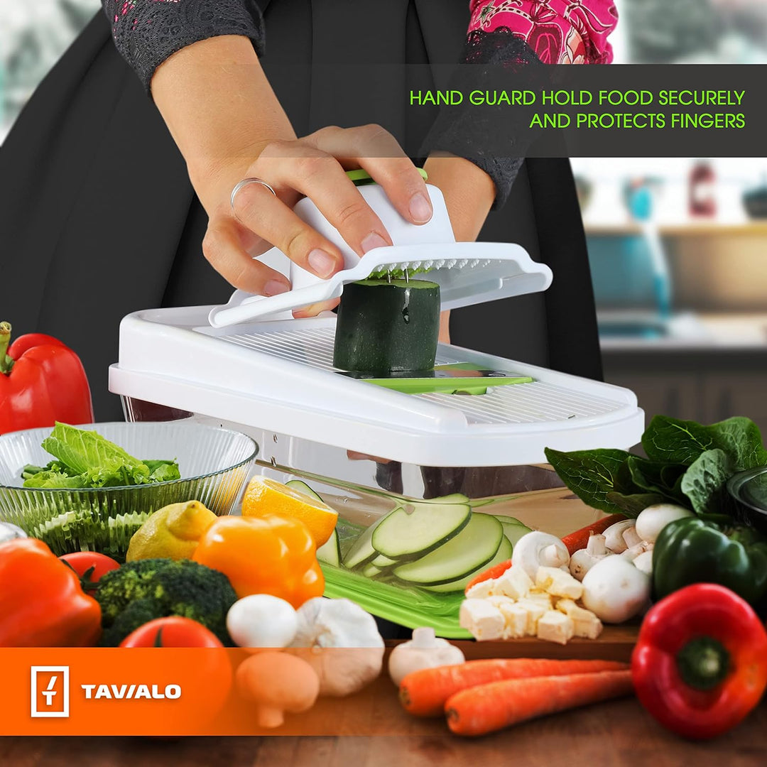 TAVIALO Gourmet Mandoline Gemüsehobel-Set 11Teilig, Hobel küche, Gemüseschneider für Stifte, Scheibe