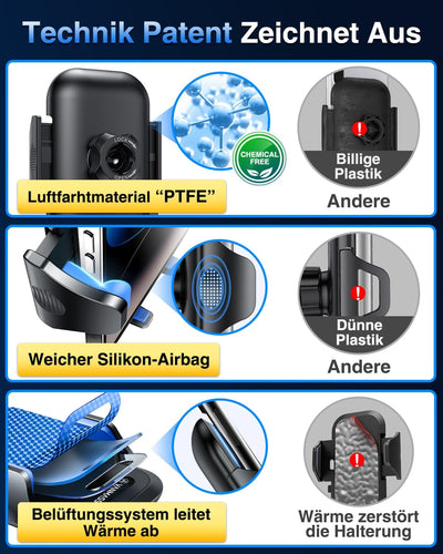 VANMASS Handyhalterung Auto Upgrade Patent Handyhalter Auto Lüftung Silikonschutz 100% Stabil Handy