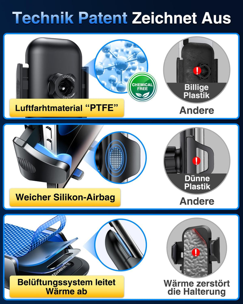 VANMASS Handyhalterung Auto Upgrade Patent Handyhalter Auto Lüftung Silikonschutz 100% Stabil Handy