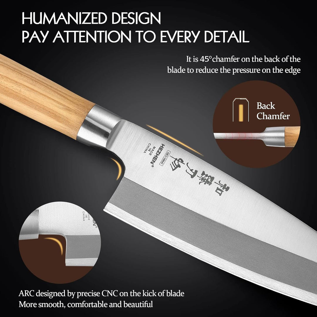 HEZHEN 18CM Deba Messer,Messer Asiatischer Art, Japanischer Stil Schmiedestahl Fische Lachs Filetier