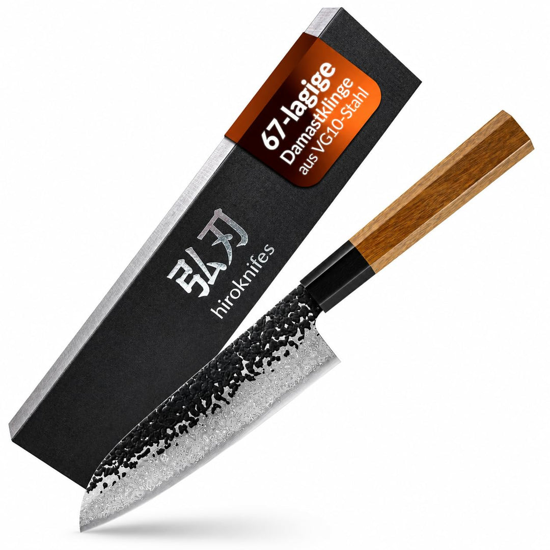 Santoku Messer 18 cm – Damastmesser Küchenmesser 67 Lagen VG10 Stahl – Japanisches Kochmesser mit Ts