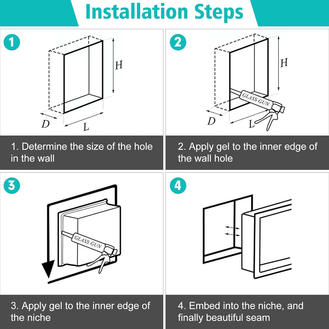 HANFU Wandnische Dusche Edelstahl, Duschnische Flexibler Einbau, Wandnische Dusche Einzelregal Lager