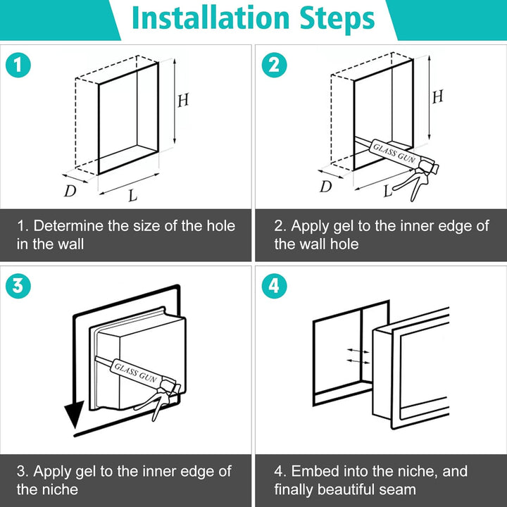 HANFU Wandnische Dusche Edelstahl, Duschnische Flexibler Einbau, Wandnische Dusche Einzelregal Lager