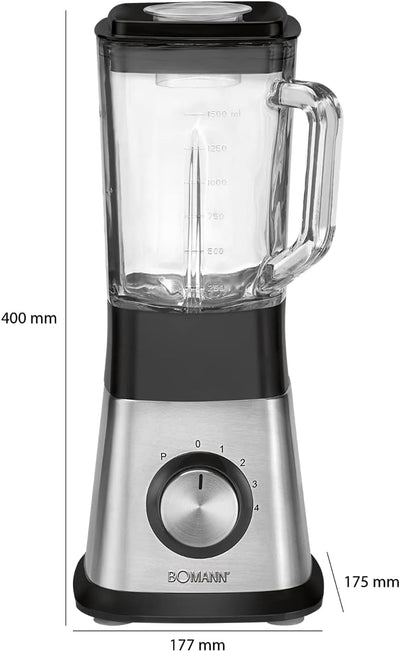 Bomann UM 1374 CB Universalmixer, 4-fach Edelstahlmesser mit „Piranha“-Schliff, Kraftvoller 650 Watt