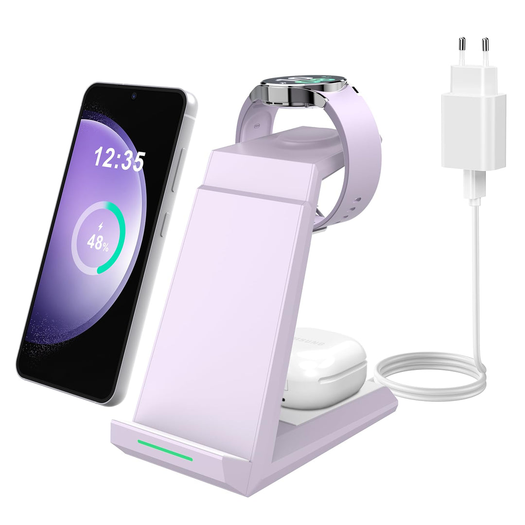 NANAMI Induktive Ladestation für Samsung Wireless Charger 3 in 1 Ladestation Kompatibel für Galaxy W