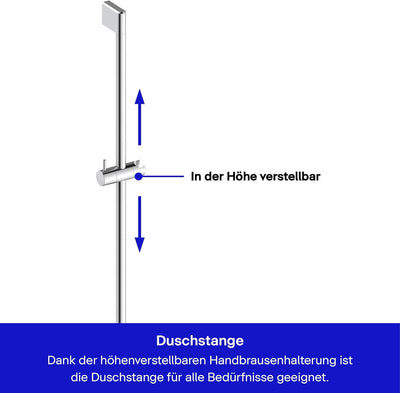 Duravit Universal Duschstange, Brausestange mit höhenverstellbarer Handbrausehalterung, variable Dus