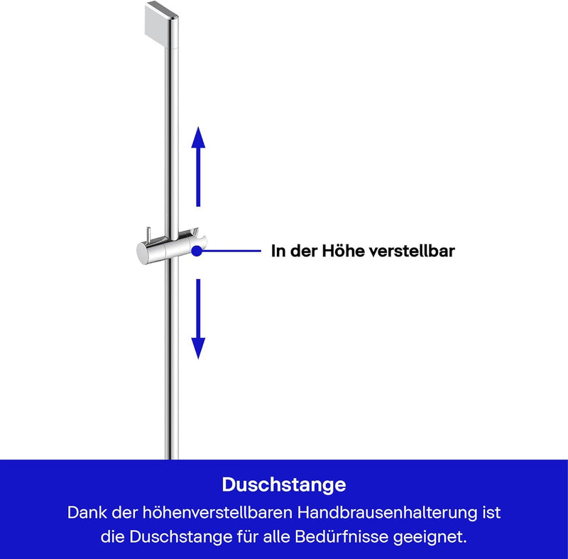 Duravit Universal Duschstange, Brausestange mit höhenverstellbarer Handbrausehalterung, variable Dus