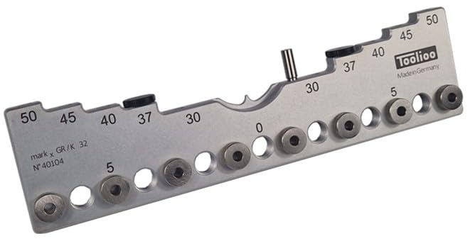 Bohrlehre für Lochreihen, Bohrgruppen und Griffbohrungen im 32mm Abstandsmass Bohrdurchmesser 5mm (0
