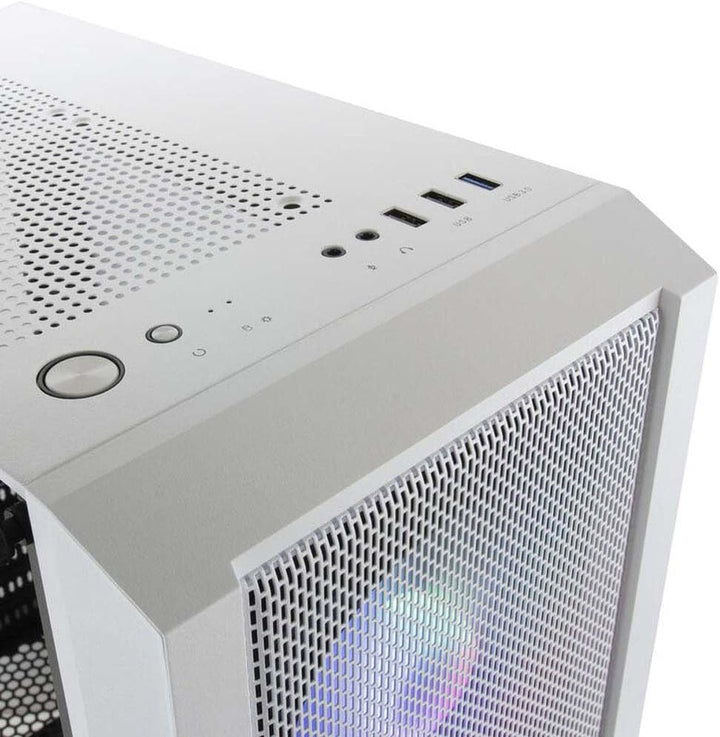 Mars Gaming MC-C Weiss, ATX PC Gehäuse, Metall-Mesh Frontplatte, Gehärtetes Glas, 3 Frontlüfter FRGB