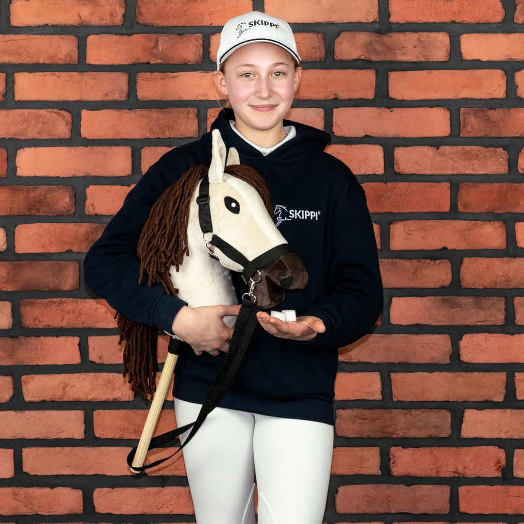 SKIPPI Hobby Horse Biskuit, Grosses Steckenpferd A3, Halfter und Zügeln im Set, Hobby Horsing Pferd