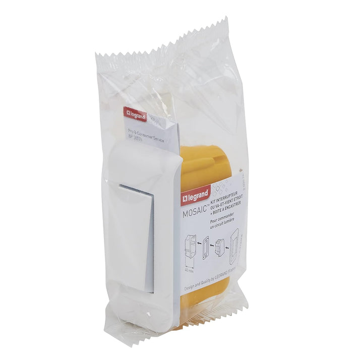 Legrand 200076 Set mit Schalter, einfach oder hin und her, schmal, mit Platte und Einbaubox, 10 A, 1