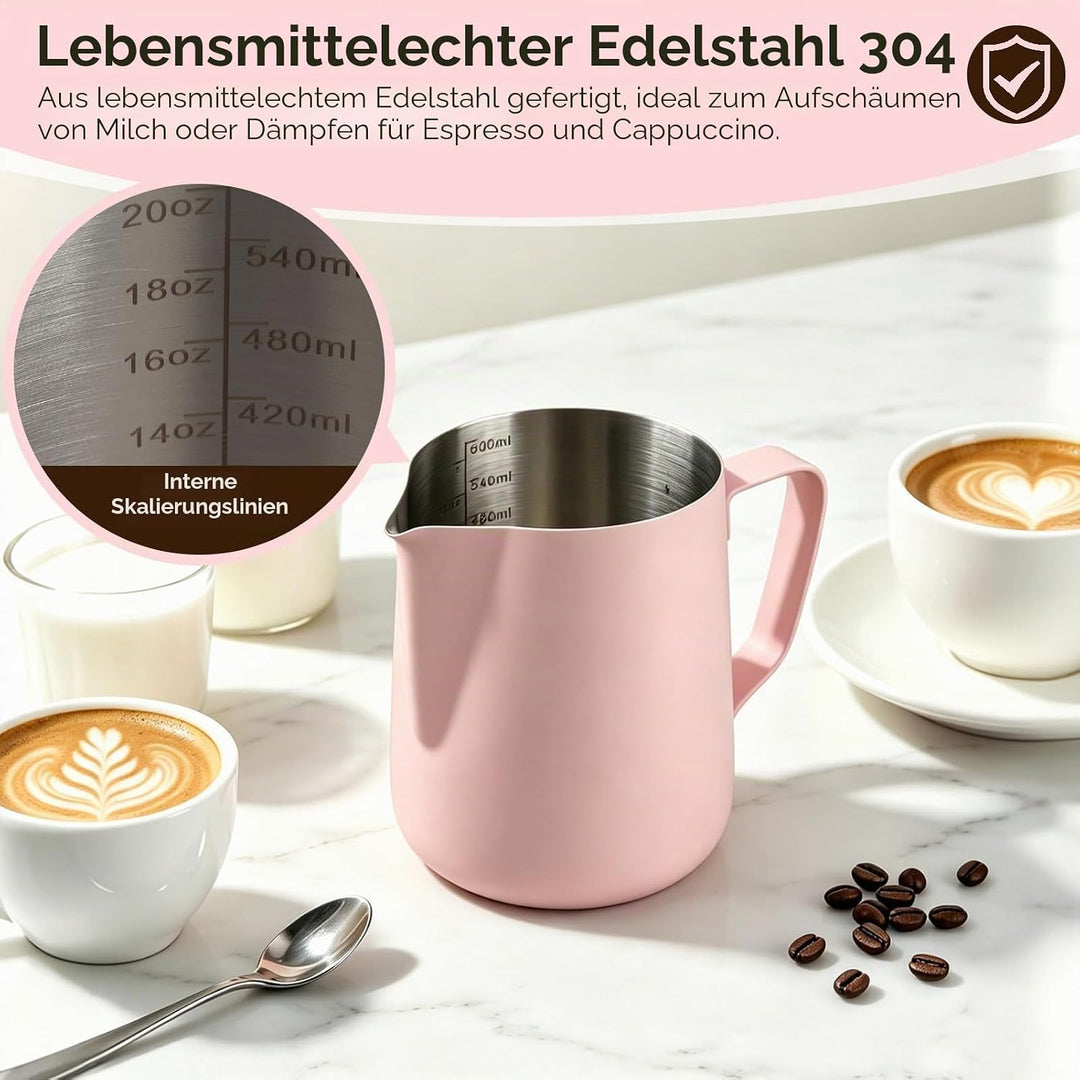 Milchkännchen Edelstahl 480ml, Milchaufschäumkrug Espresso Dampfkrug, Milchaufschäumbecher Milch Pit
