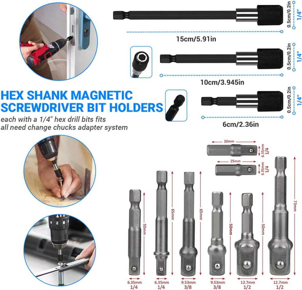 32pcs flexibler Bohrer-Erweiterungssatz, drehbarer Gelenk-Sockel 1/4 3/8 1/2 Zoll-Hex-Sockel-Adapter