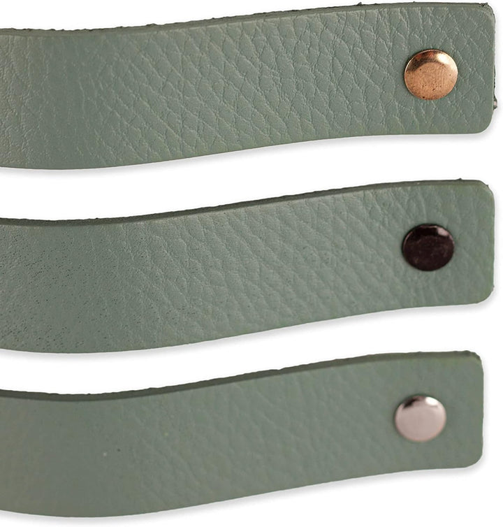 Brute Strength - Ledergriffe für Möbel - Blassgrün - 12 Stück - 16,5 x 2,5 cm - Schrankgriff, Türgri