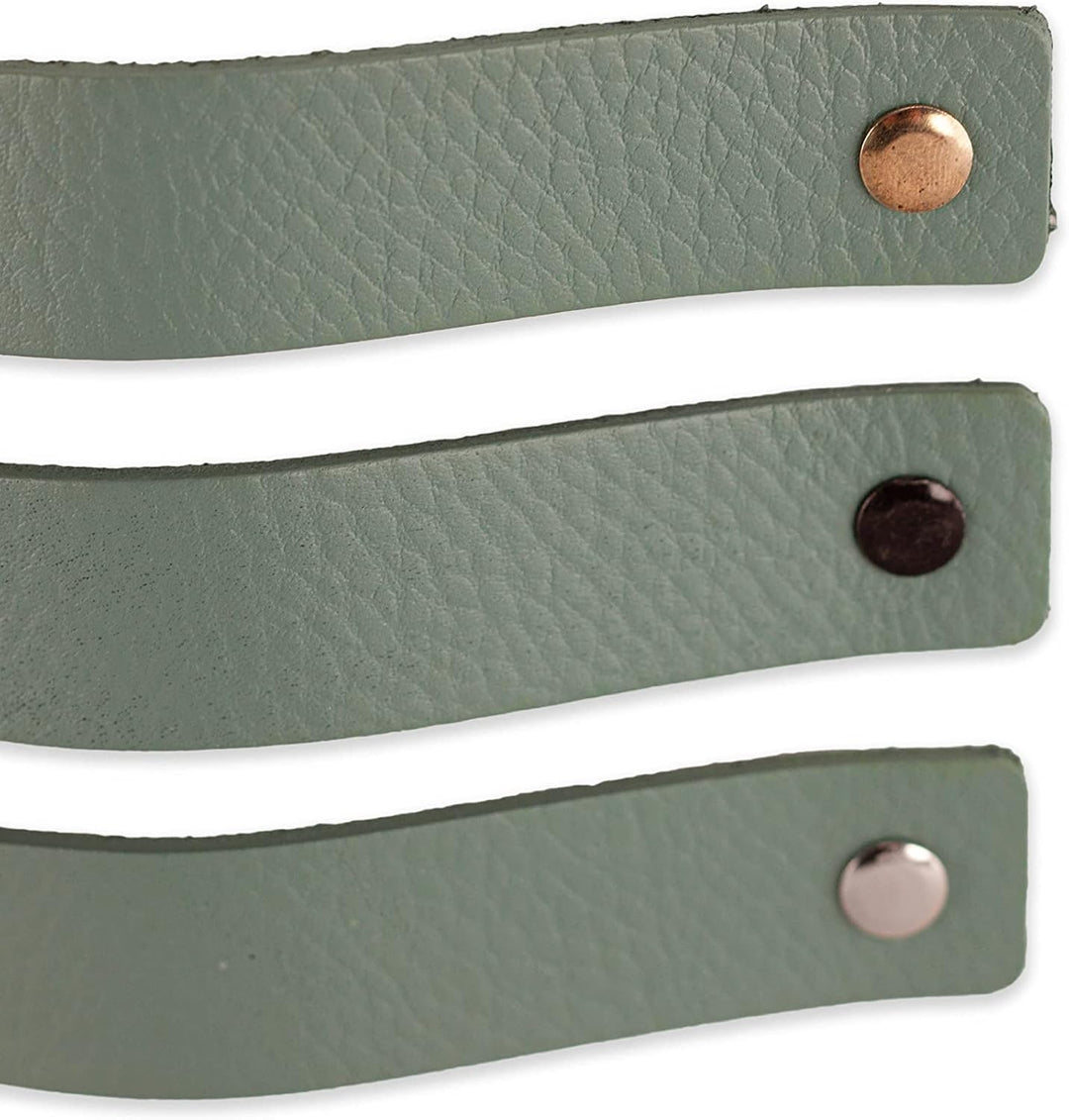 Brute Strength - Ledergriffe für Möbel - Blassgrün - 6 Stück - 16,5 x 2,5 cm - Schrankgriff, Türgrif