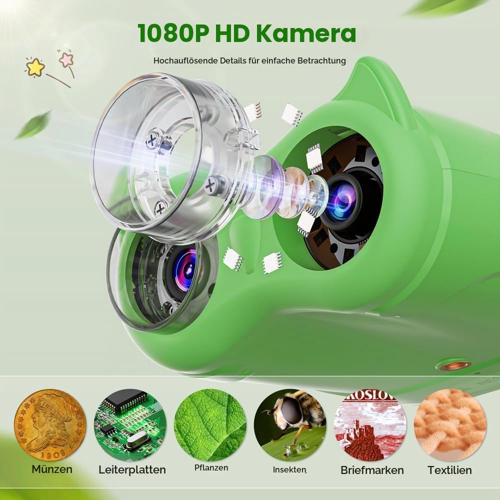 2-in-1 Digitales Mikroskop für Kinder und Teleskop (Green), Green