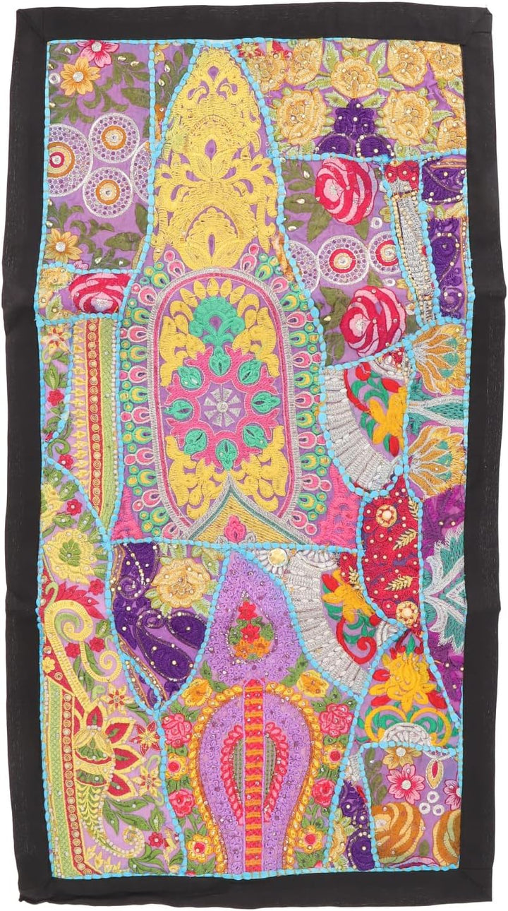 GURU SHOP Orientalischer Tischläufer, Wandbehang, Einzelstück 85x45 cm - Motiv 7, Gelb, Baumwolle, W