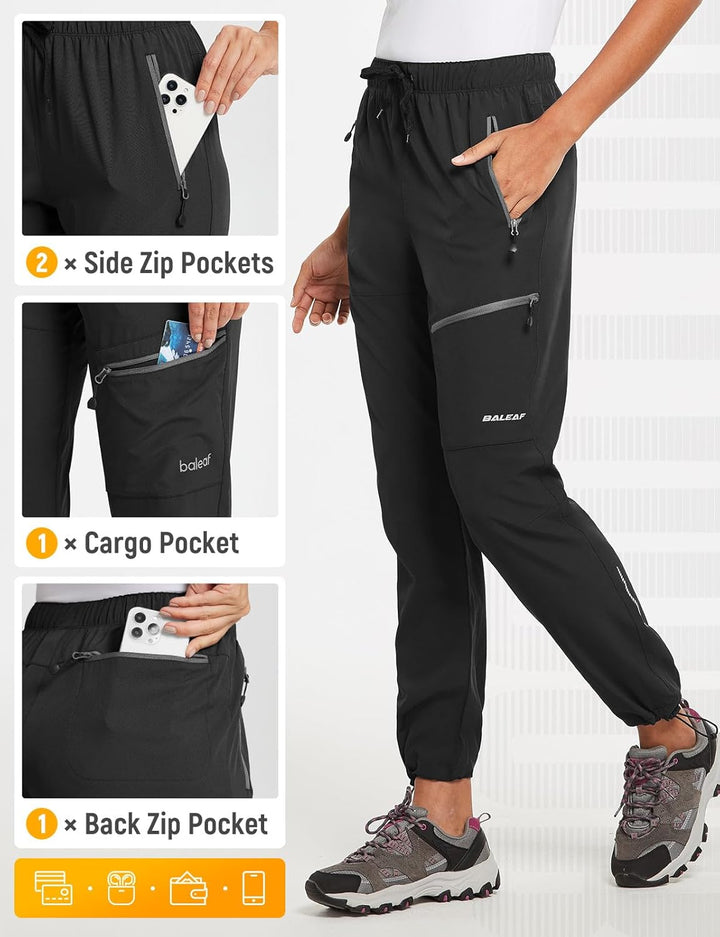 BALEAF Damen Outdoorhose Wanderhose Wasserdicht Schnelltrocknend Leicht Trekkinghose Capris UV Schut