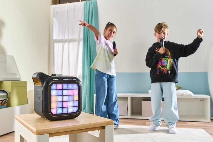 VTech Karaoke Light Party, Mikrofon für Kinder für Karaoke mit Lautsprecher, 2 kabellose Mikrofone,