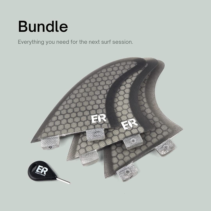 Eisbach Riders Surfboard FCS Fiberglass Honeycomb Fin Thruster Set mit Fin Key (Grösse Small/Medium/