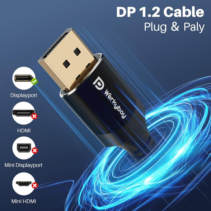 4K DisplayPort Kabel M/M 12m, VESA-zertifiziert, DP 1.2 Kabel, 4K@60Hz, 2K@120Hz, 1080p Full HD, für