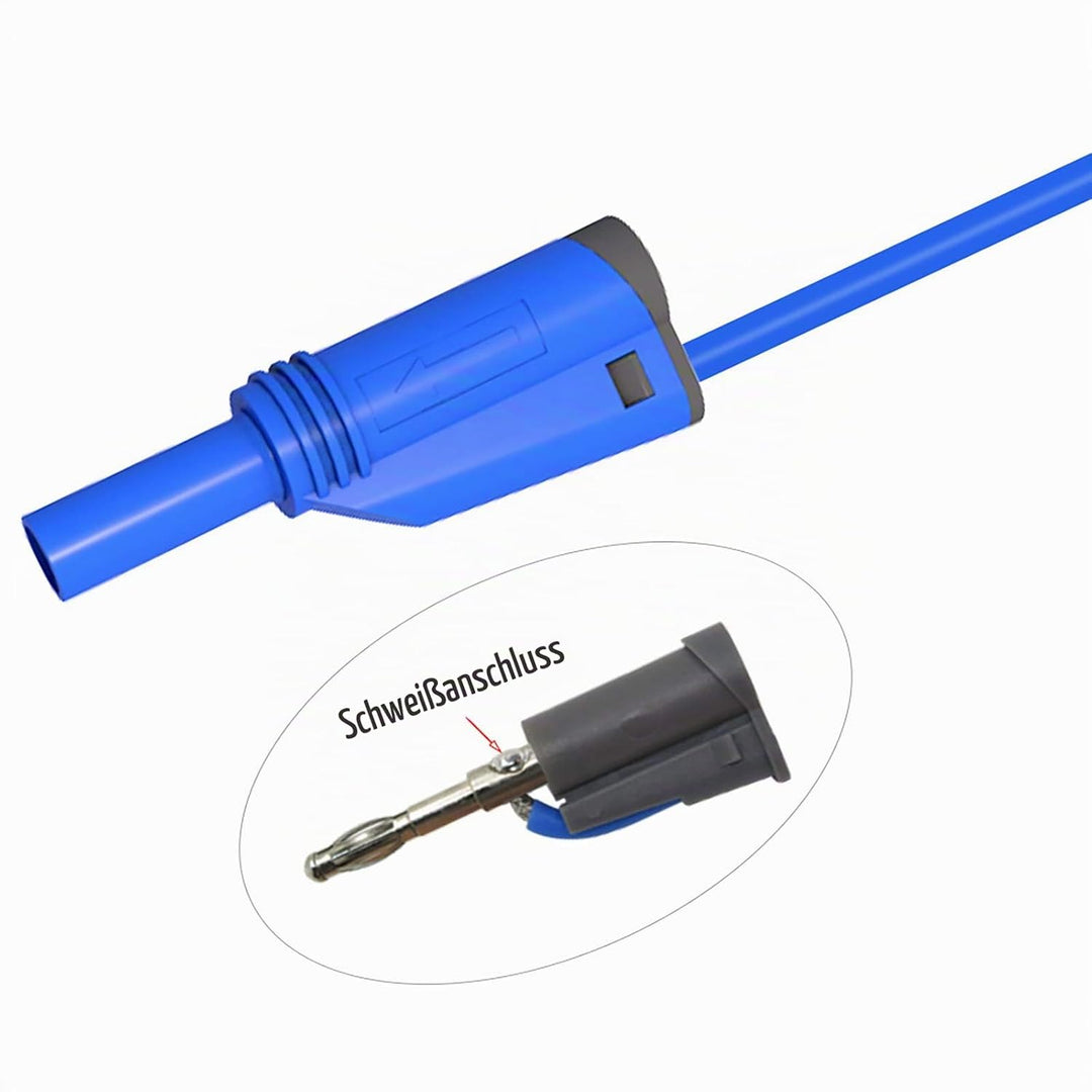 Cleqee 5 Stück Bananenstecker Silikon Messleitungen 4mm voll isoliert Sicherheit ummantelt stapelbar