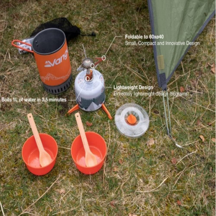 Vango Ultraleichter Tragbarer Kocher, Wärmetauscher-Kochset, Grau, 1 Liter, Flüssiggas, Aluminium