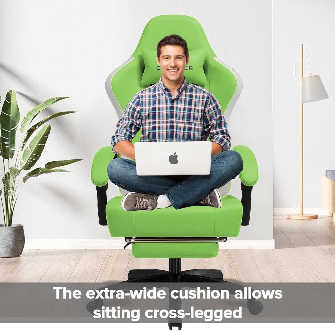 GTPLAYER Gaming Stuhl Ergonomischer Gaming Sessel Schreibtischstuhl Kunstleder, Federsitzkissen, Ver