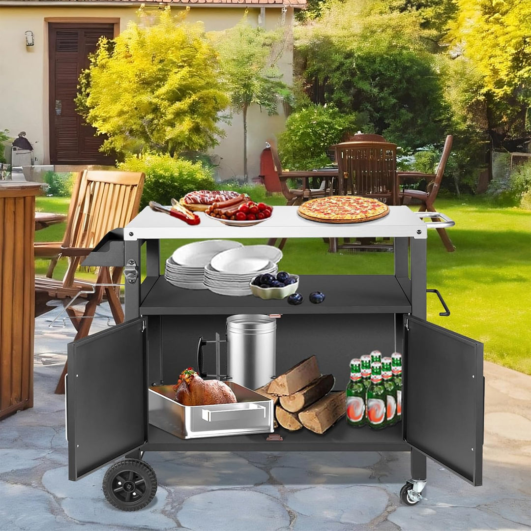 Kendane Grilltisch mit Grosser Arbeitsfläche | Grill Beistelltisch, Outdoor Grill Trolley, Grilltisc