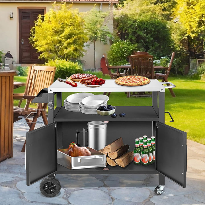 Kendane Grilltisch mit Grosser Arbeitsfläche | Grill Beistelltisch, Outdoor Grill Trolley, Grilltisc