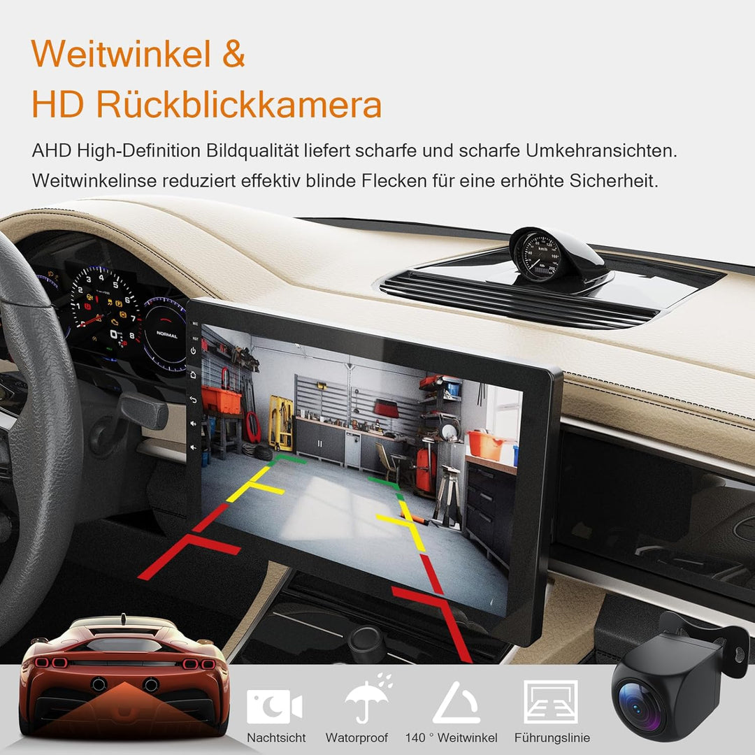 1Din Autoradio, mit 10.1 Zoll drehbar Bildschirm,Kompatibel mit Wireless Apple CarPlay und Android A