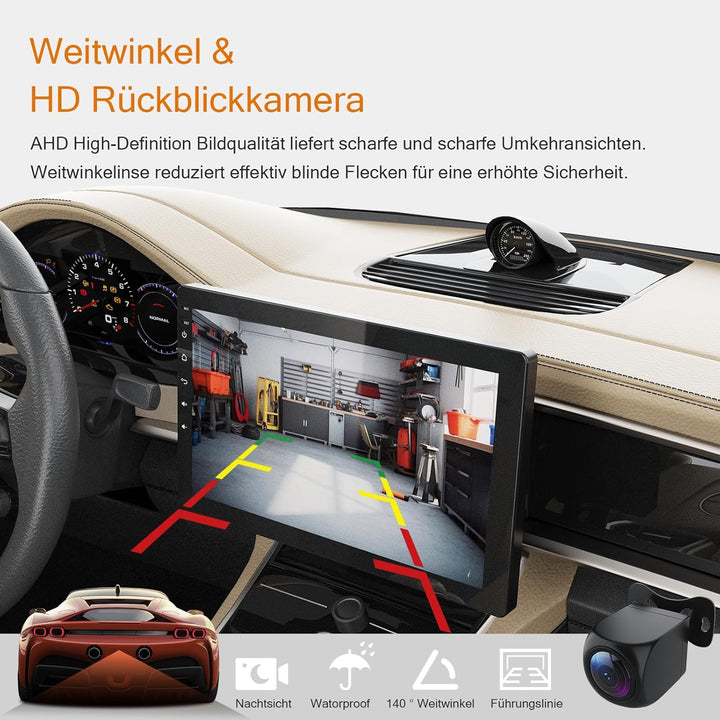 1Din Autoradio, mit 10.1 Zoll drehbar Bildschirm,Kompatibel mit Wireless Apple CarPlay und Android A