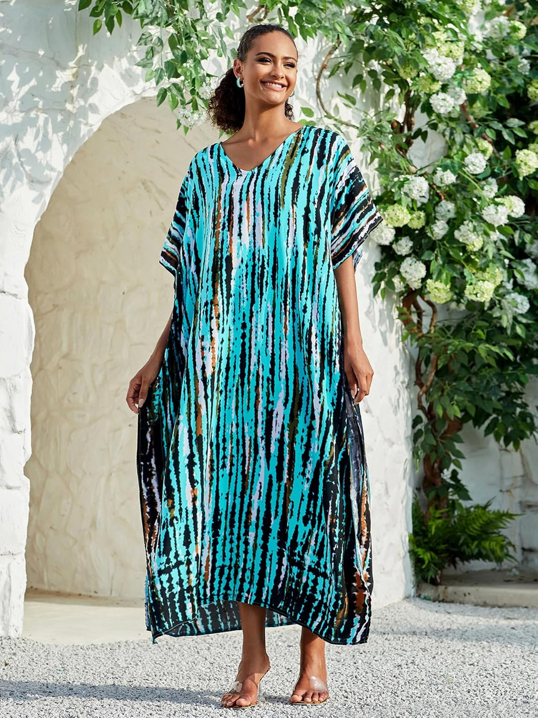 Bsubseach Damen Strandkleid Boho Strandponcho Plus Grösse Kaftan Sommerkleid Maxikleid Lose Maxi Kim