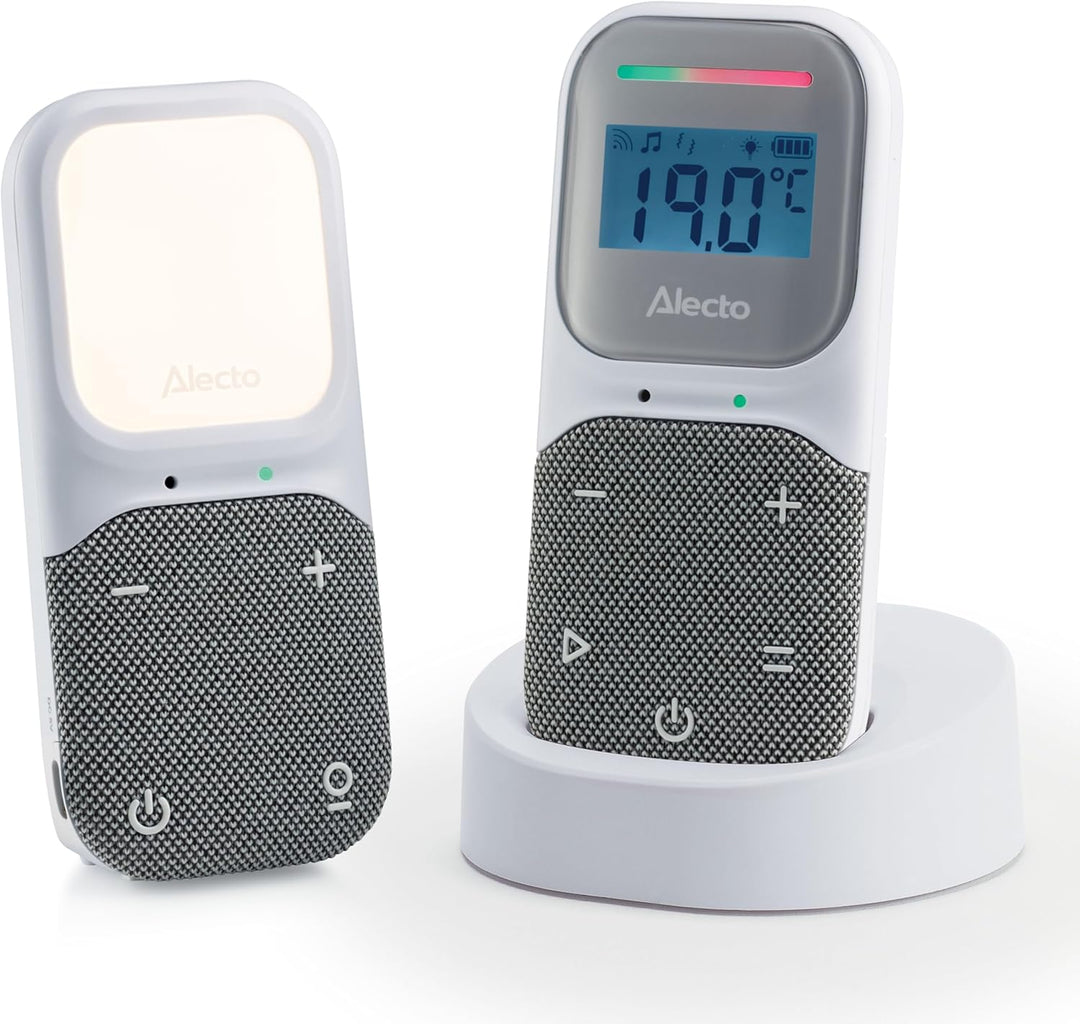 Alecto DBX140 - Modernes Full Eco Audio Babyphone mit klarer DECT-Klangqualität, Display und Nachtli