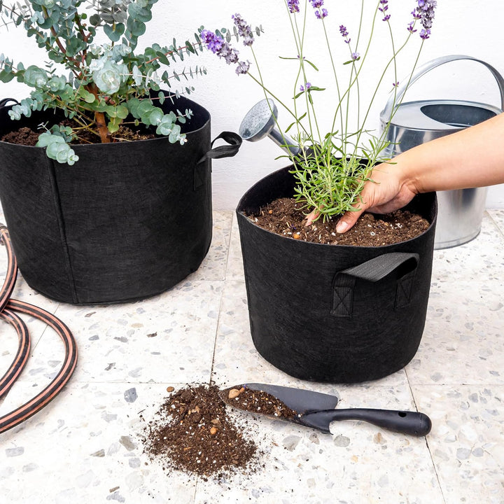 INTIRILIFE 5X Vlies Pflanzsack in 113 Liter - 30 Gallon - 60 x 40 cm – Pflanzen Übertopf aus Vliesst