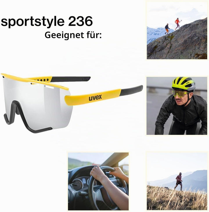 uvex Unisex Sportstyle 236 Set Sportbrille (1er Pack) Einheitsgrösse sunbee-black matt/silver, Einhe