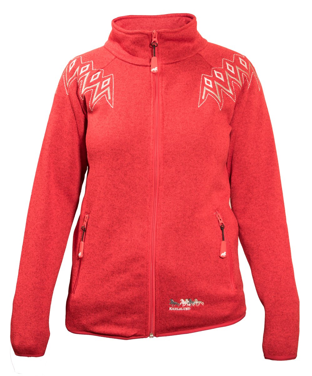 Karlslund Riding Equipment Erwachsene Sweater Reykur Fleece Cardigan M Rot, M Rot