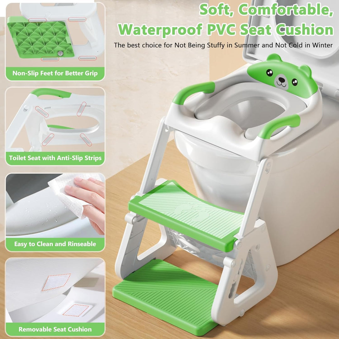 Toilettensitz Kinder mit Treppe,Kinder WC Sitz Toilette für Kinder mit Gepolstertem Sitz,Höhenverste
