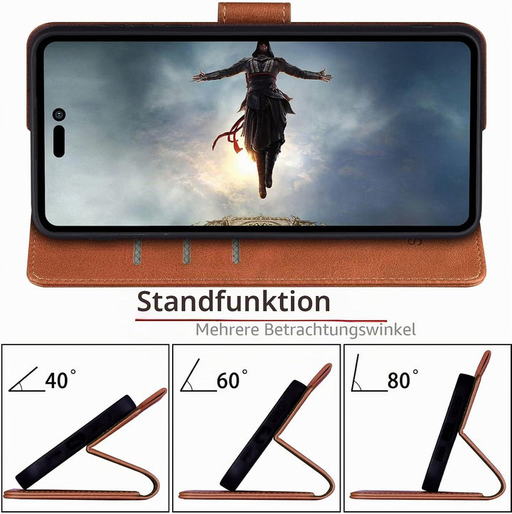 SUANPOT [RFID Schutz für iPhone 14 Pro Max 6.7" Hülle PU Leder Handyhülle Lederhülle Klapphülle Kart