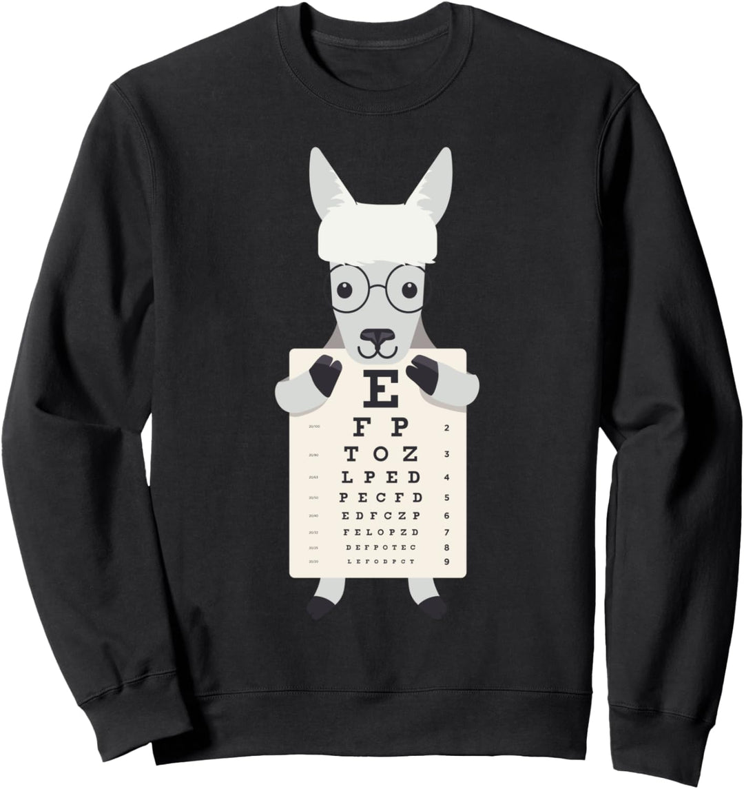 Lama Holding Eye Chart Vision Doctor Sweatshirt