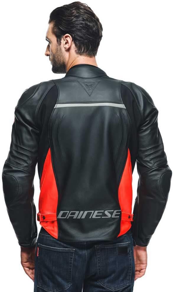 Dainese Racing 4 Motorrad Lederjacke, schwarz/rot, 52 52 BLACK/FLUO-RED, 52 BLACK/FLUO-RED