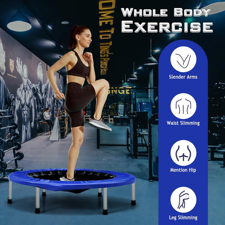 KOMFOTTEU Mini Trampolin Ø 96 cm, zusammenklappbares Fitnessbett, Kindertrampolin mit rutschfesten F