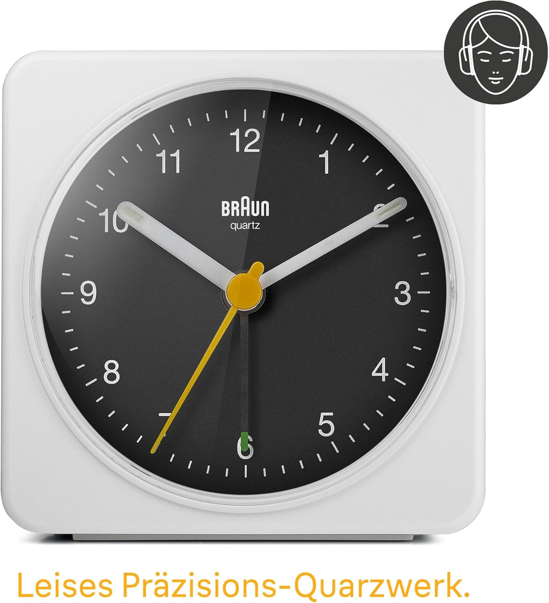 Braun Classic Analog Alarm Clock with Snooze and Light, Quiet Quartz Sweeping Movement, Crescendo Be