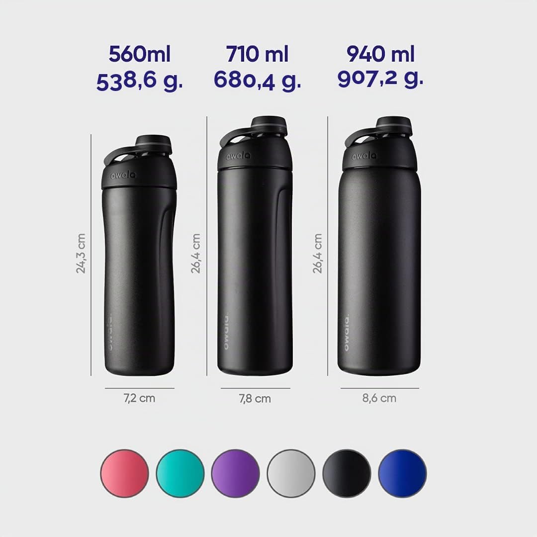Owala Twist Edelstahl Trinkflasche mit Drehverschluss, 560ml, Very, very dark 560 ml Very, Very Dark