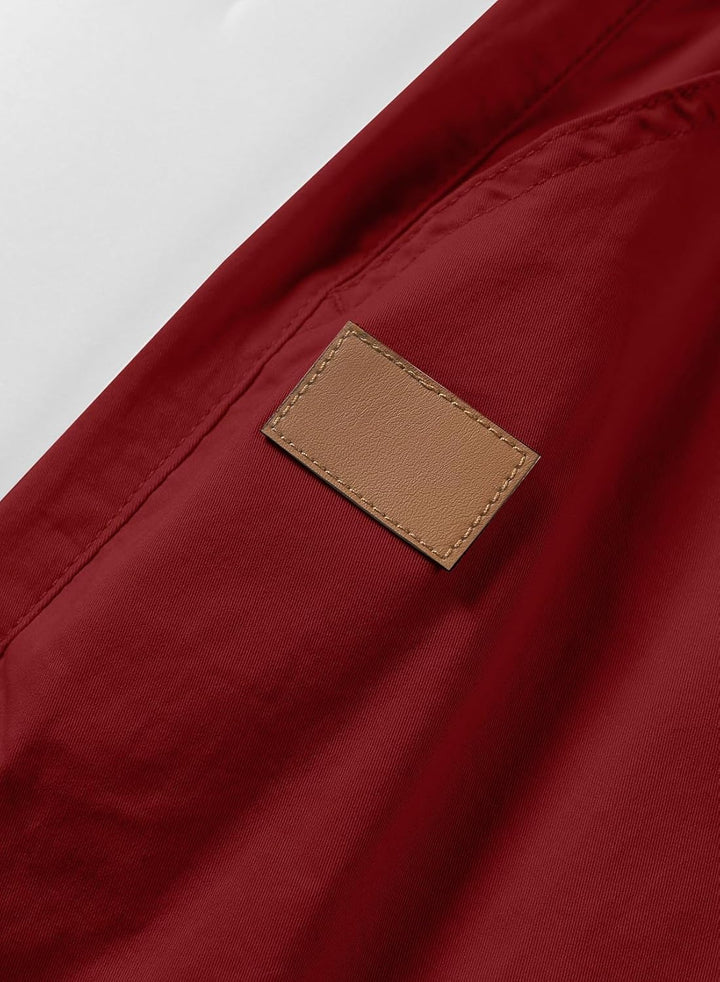 JMIERR Kurze Hosen Herren Shorts Herren Sommer Chino Baumwolle Elastische Taille mit Taschen XXL Rot