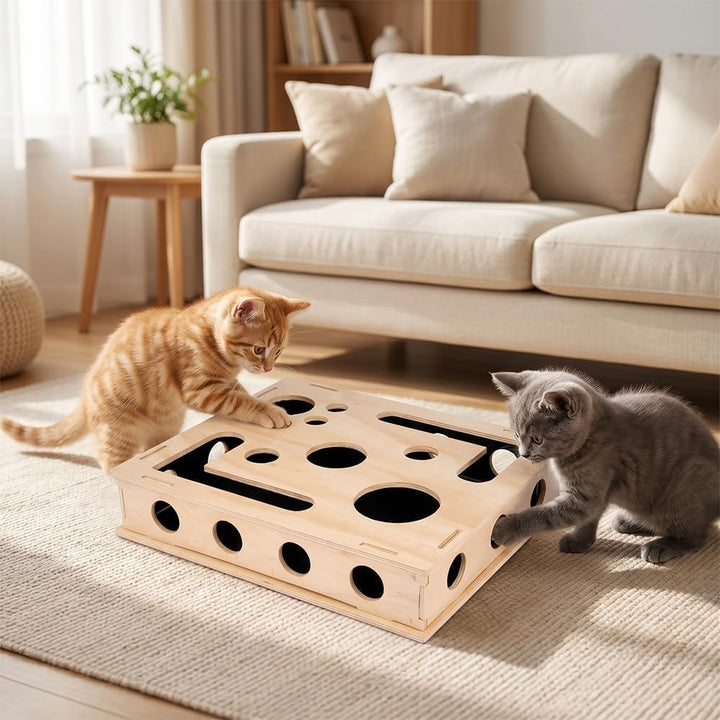 BeschäFtigungsbox Krallenfeile Katze, 30 * 25cm Katzenkratzpuzzle Anreicherungsbox, Interaktive Nage